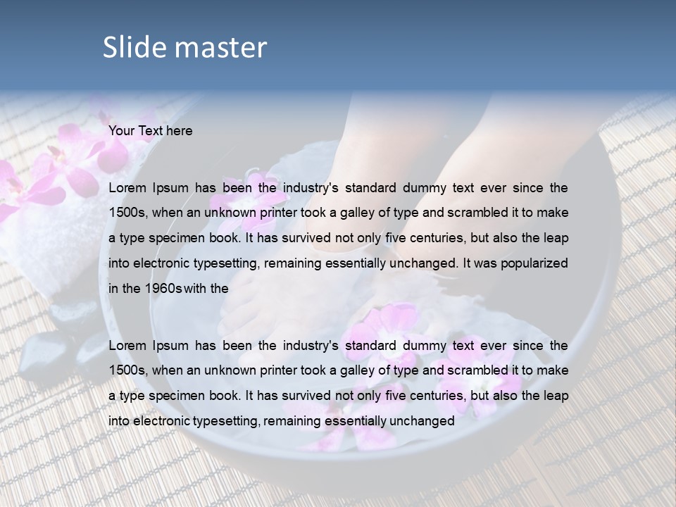 A Woman's Feet In A Bowl Of Water With Pink Flowers PowerPoint Template