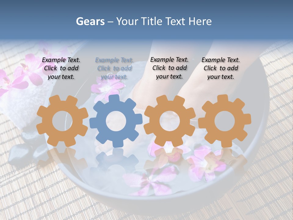 A Woman's Feet In A Bowl Of Water With Pink Flowers PowerPoint Template