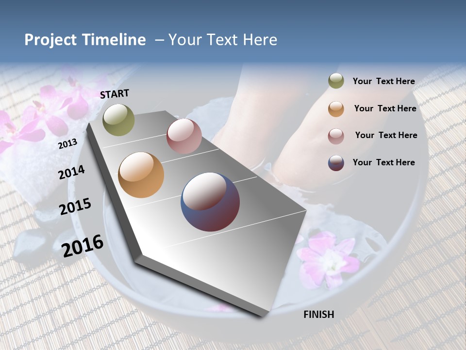 A Woman's Feet In A Bowl Of Water With Pink Flowers PowerPoint Template