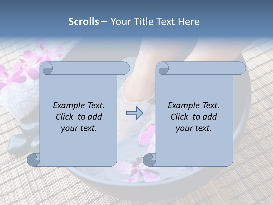 A Woman's Feet In A Bowl Of Water With Pink Flowers PowerPoint Template