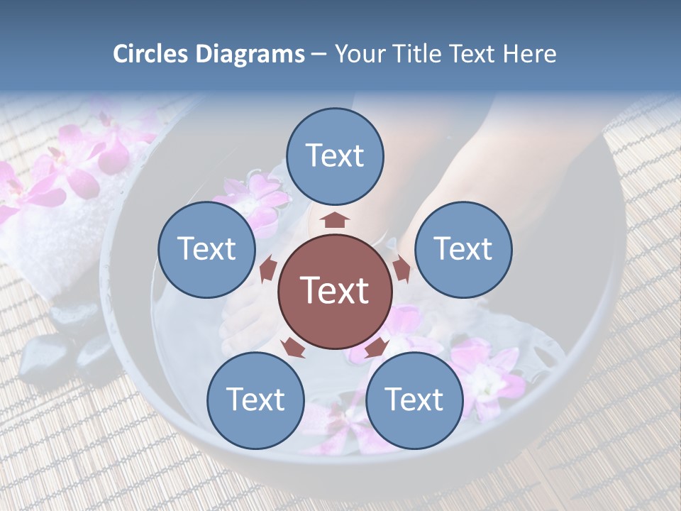 A Woman's Feet In A Bowl Of Water With Pink Flowers PowerPoint Template