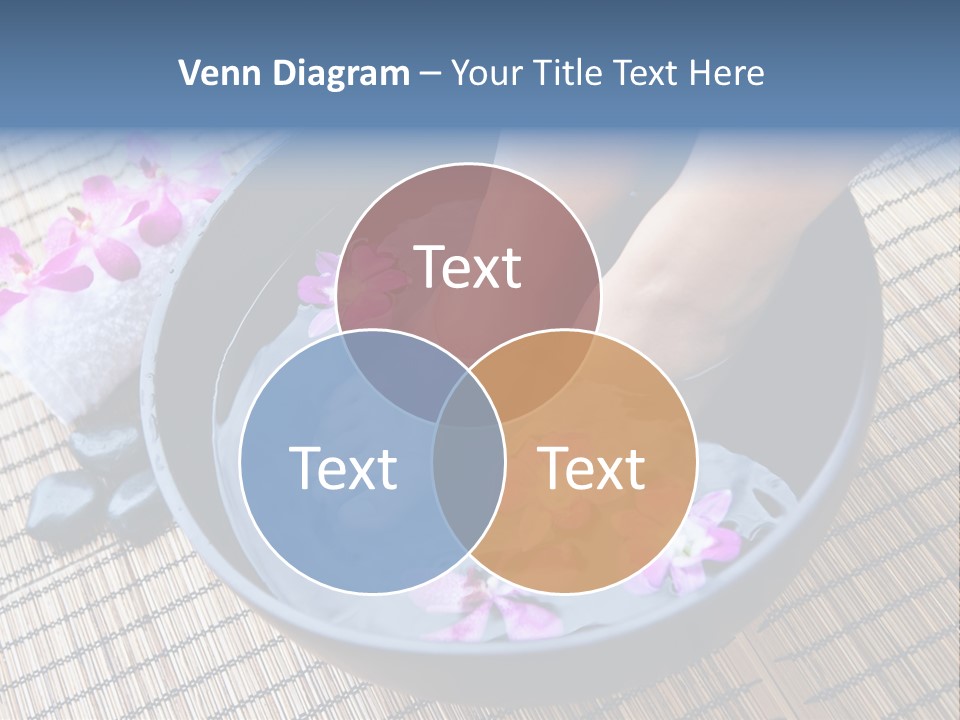 A Woman's Feet In A Bowl Of Water With Pink Flowers PowerPoint Template