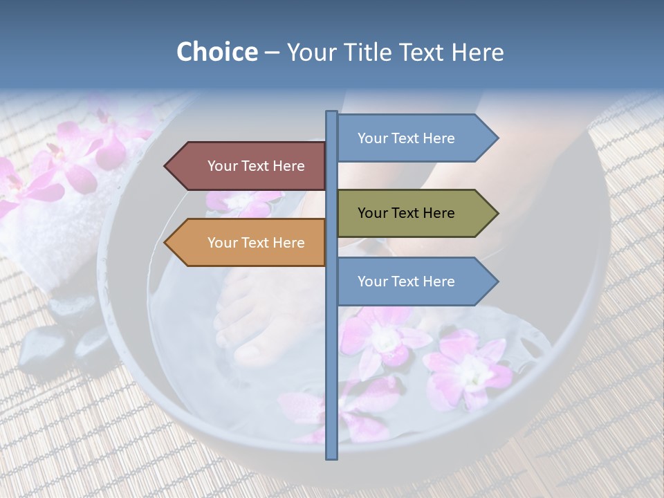 A Woman's Feet In A Bowl Of Water With Pink Flowers PowerPoint Template