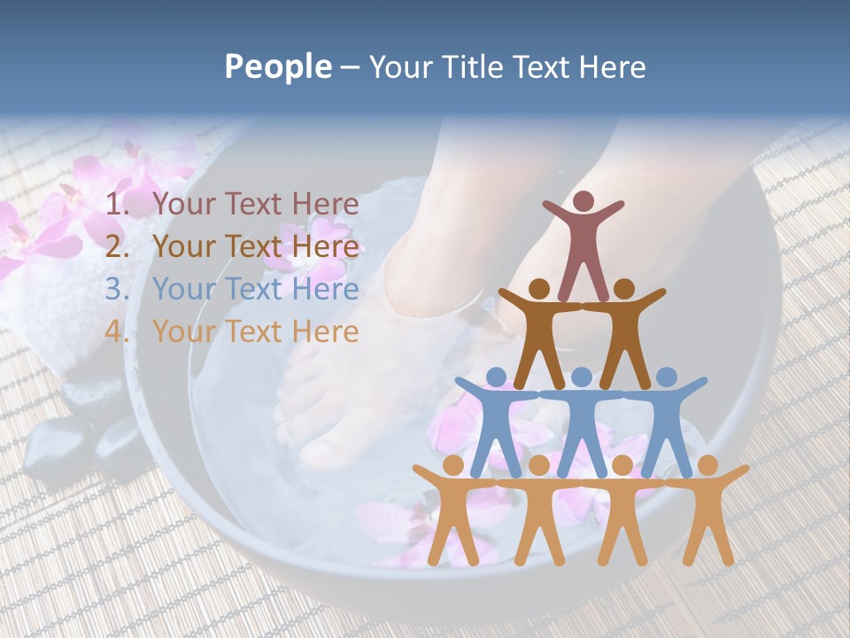 A Woman's Feet In A Bowl Of Water With Pink Flowers PowerPoint Template