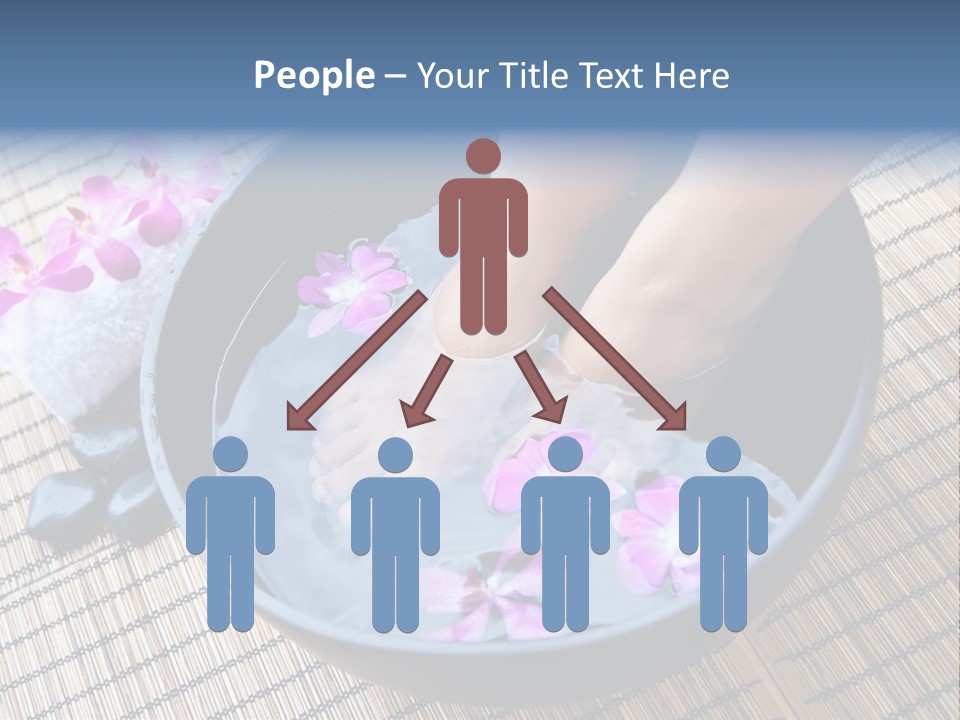 A Woman's Feet In A Bowl Of Water With Pink Flowers PowerPoint Template