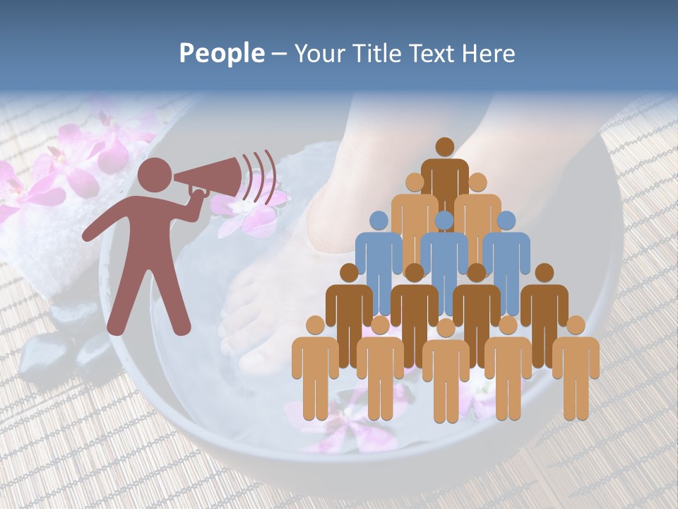 A Woman's Feet In A Bowl Of Water With Pink Flowers PowerPoint Template