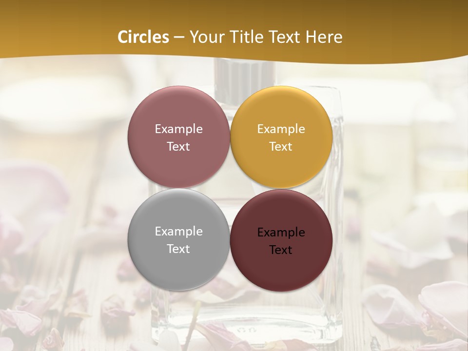 A Bottle Of Perfume Sitting On Top Of A Wooden Table PowerPoint Template