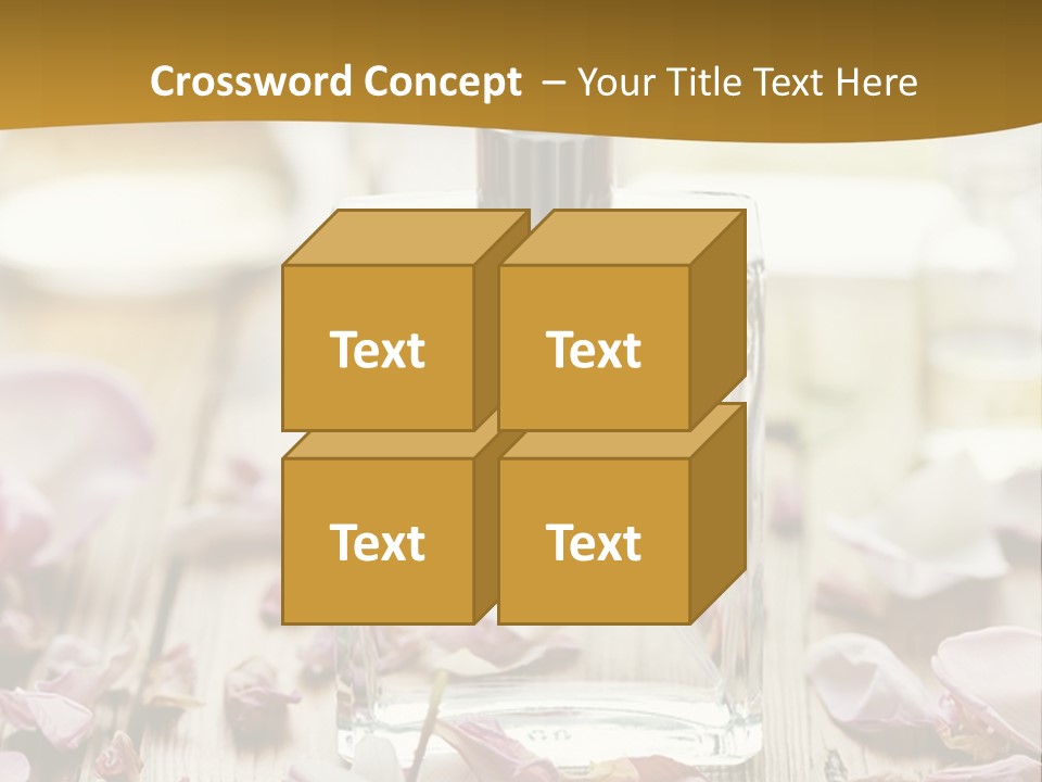 A Bottle Of Perfume Sitting On Top Of A Wooden Table PowerPoint Template