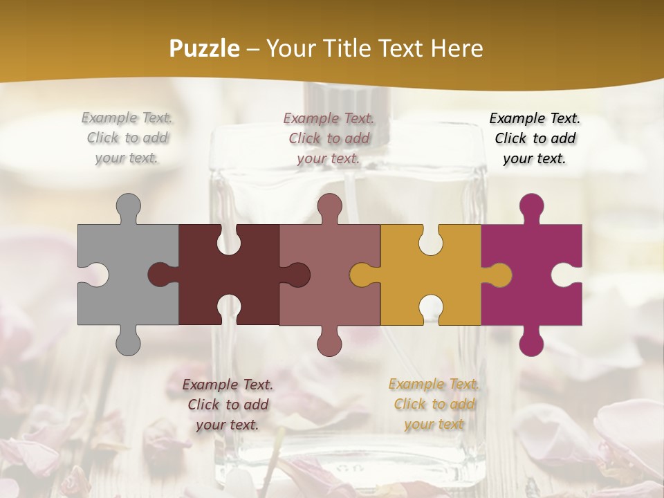 A Bottle Of Perfume Sitting On Top Of A Wooden Table PowerPoint Template