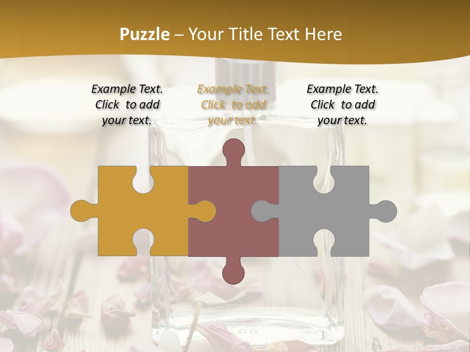 A Bottle Of Perfume Sitting On Top Of A Wooden Table PowerPoint Template