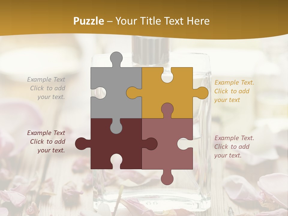 A Bottle Of Perfume Sitting On Top Of A Wooden Table PowerPoint Template