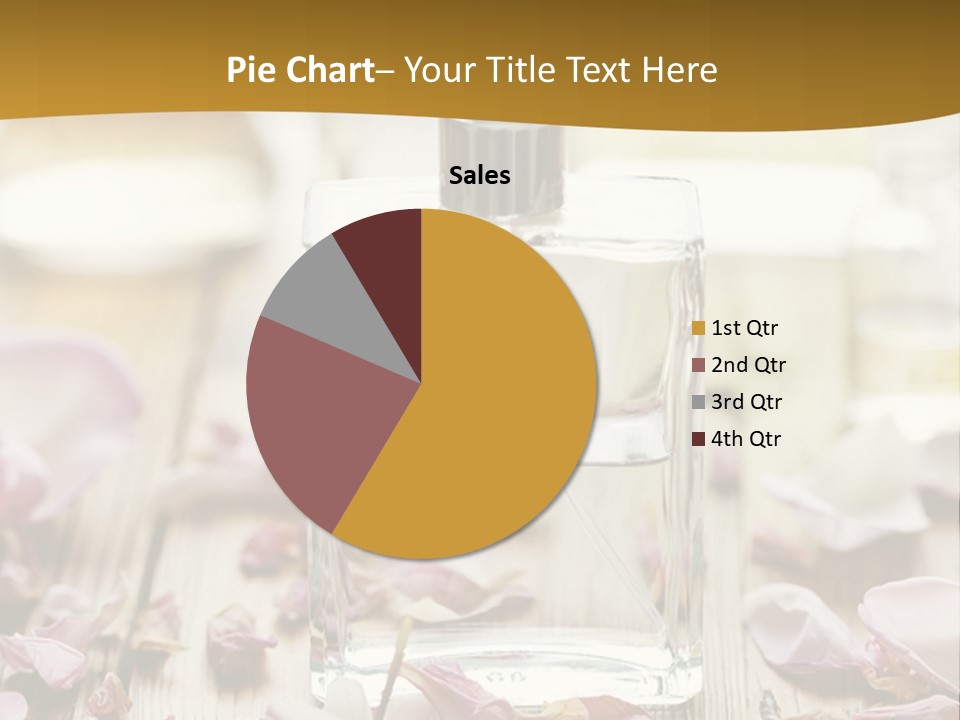 A Bottle Of Perfume Sitting On Top Of A Wooden Table PowerPoint Template