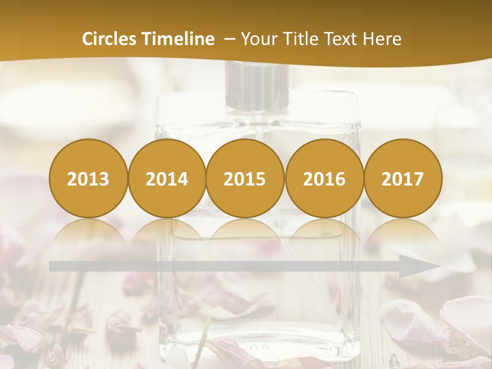 A Bottle Of Perfume Sitting On Top Of A Wooden Table PowerPoint Template