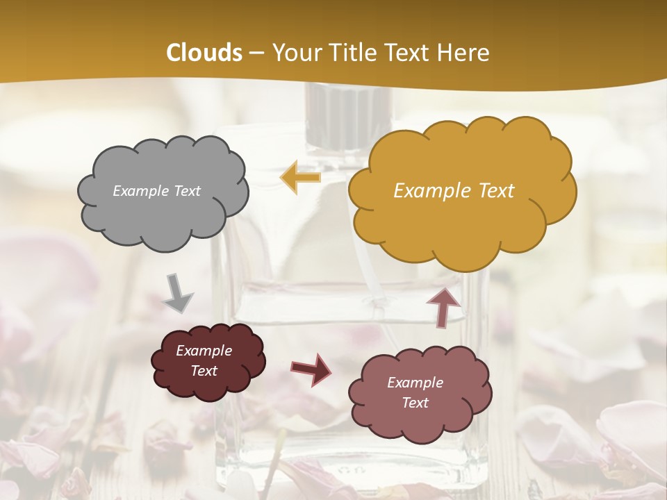 A Bottle Of Perfume Sitting On Top Of A Wooden Table PowerPoint Template