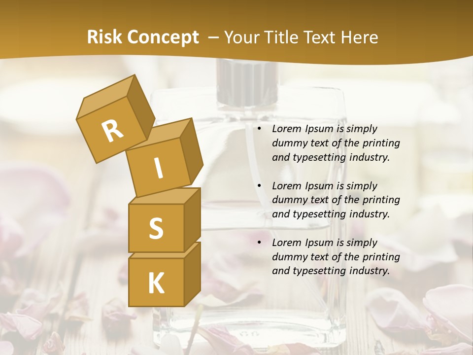 A Bottle Of Perfume Sitting On Top Of A Wooden Table PowerPoint Template