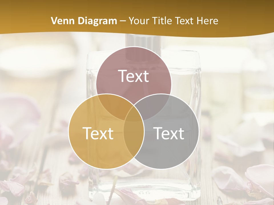 A Bottle Of Perfume Sitting On Top Of A Wooden Table PowerPoint Template