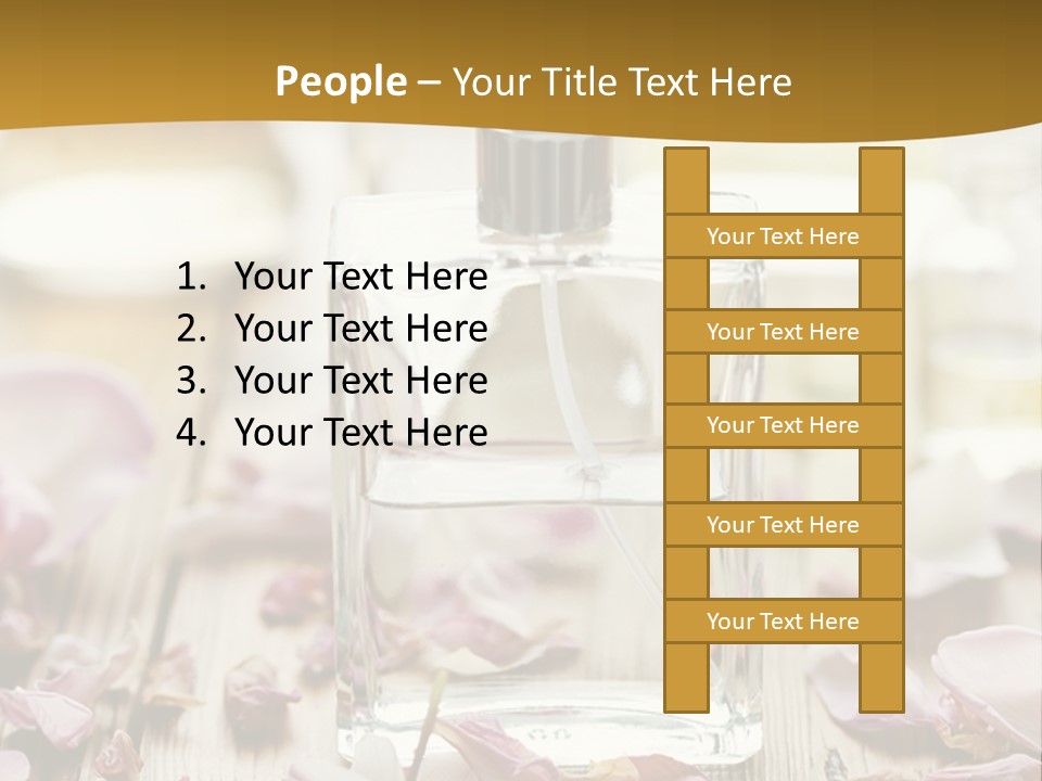 A Bottle Of Perfume Sitting On Top Of A Wooden Table PowerPoint Template