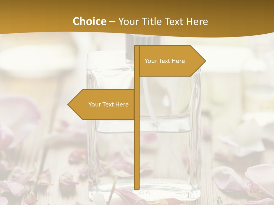 A Bottle Of Perfume Sitting On Top Of A Wooden Table PowerPoint Template