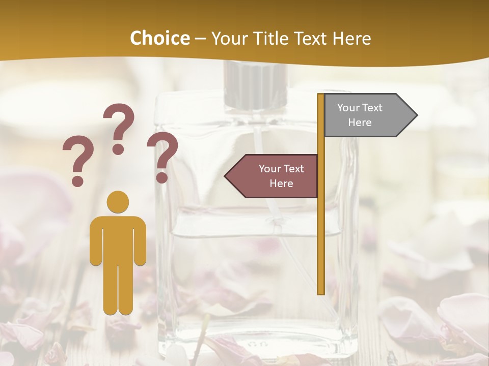 A Bottle Of Perfume Sitting On Top Of A Wooden Table PowerPoint Template