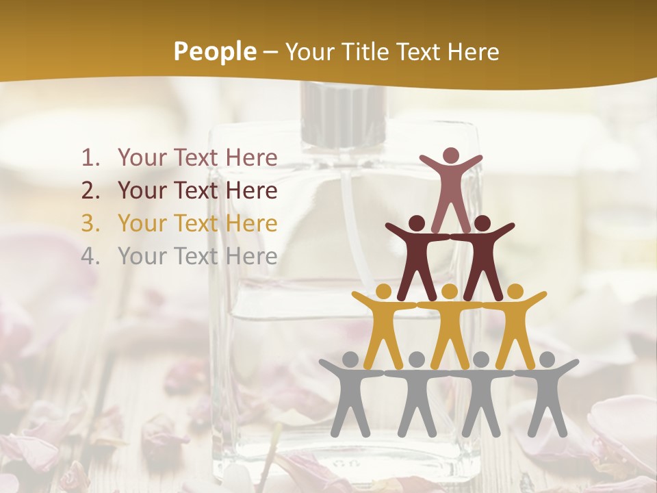 A Bottle Of Perfume Sitting On Top Of A Wooden Table PowerPoint Template