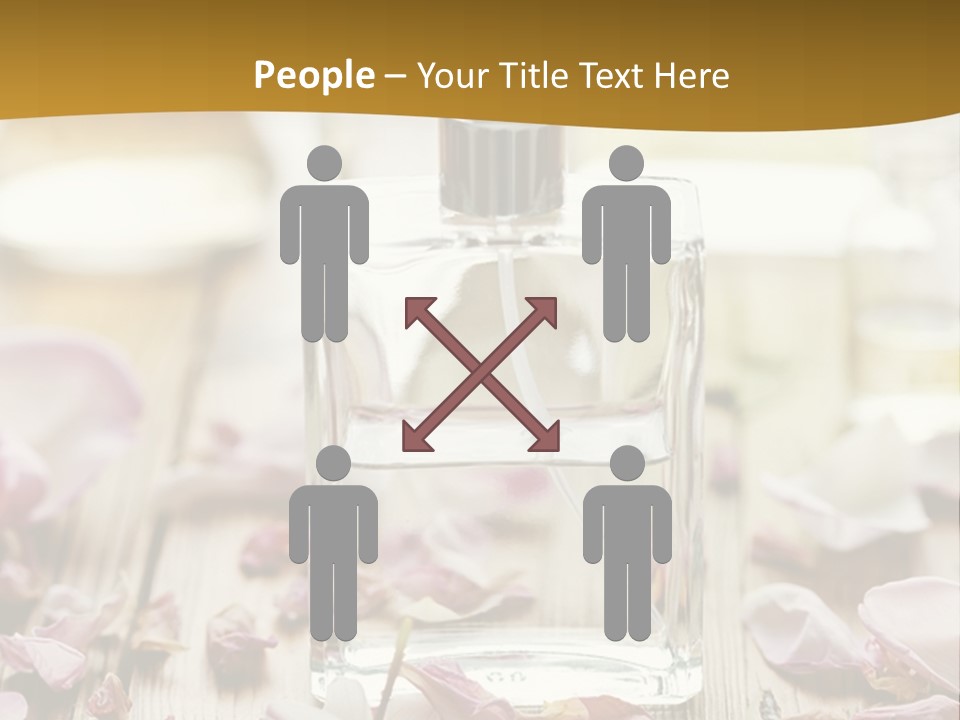 A Bottle Of Perfume Sitting On Top Of A Wooden Table PowerPoint Template