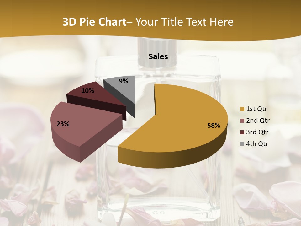 A Bottle Of Perfume Sitting On Top Of A Wooden Table PowerPoint Template