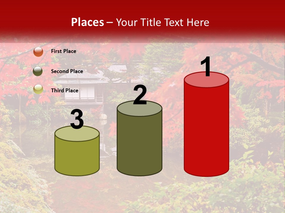 A Pond Surrounded By Trees With A House In The Background PowerPoint Template