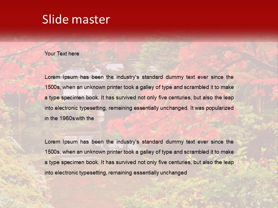 A Pond Surrounded By Trees With A House In The Background PowerPoint Template