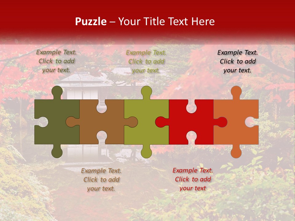 A Pond Surrounded By Trees With A House In The Background PowerPoint Template