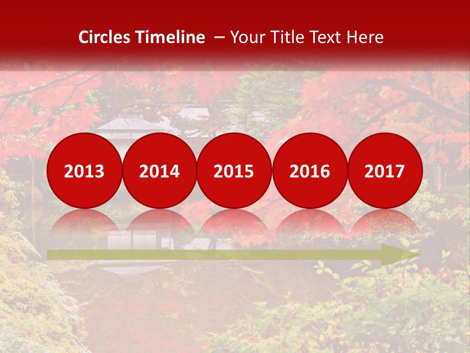 A Pond Surrounded By Trees With A House In The Background PowerPoint Template