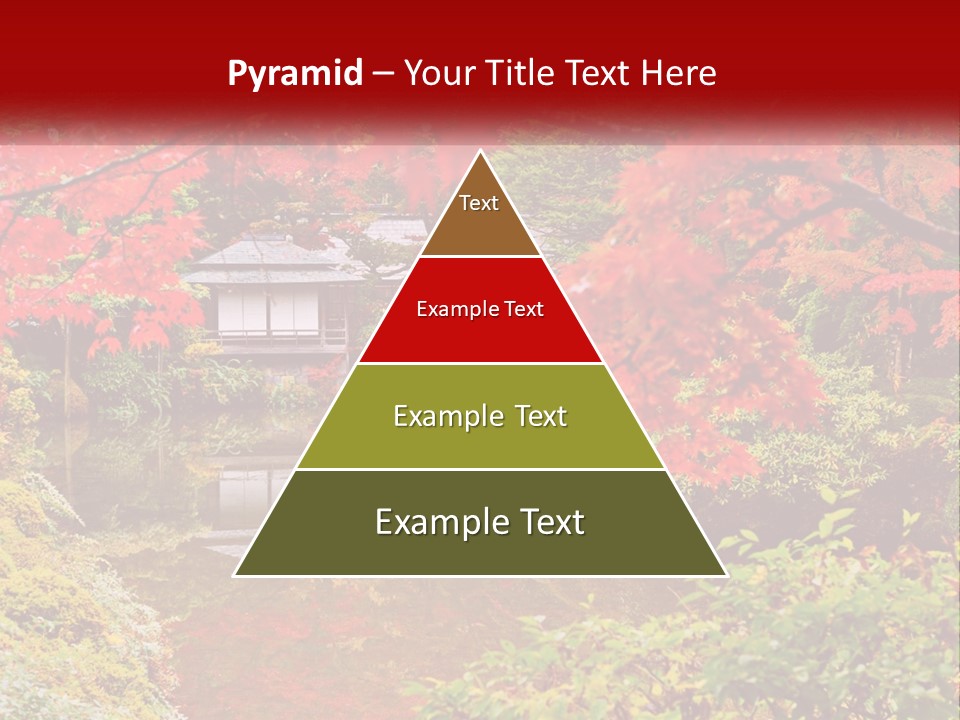 A Pond Surrounded By Trees With A House In The Background PowerPoint Template