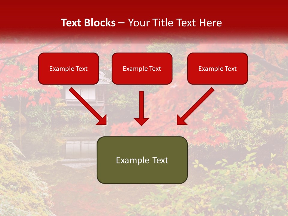 A Pond Surrounded By Trees With A House In The Background PowerPoint Template