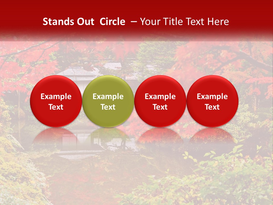 A Pond Surrounded By Trees With A House In The Background PowerPoint Template