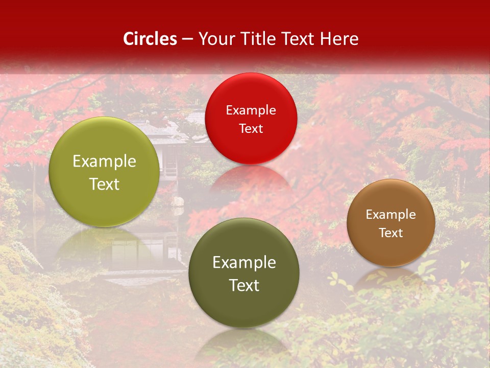 A Pond Surrounded By Trees With A House In The Background PowerPoint Template