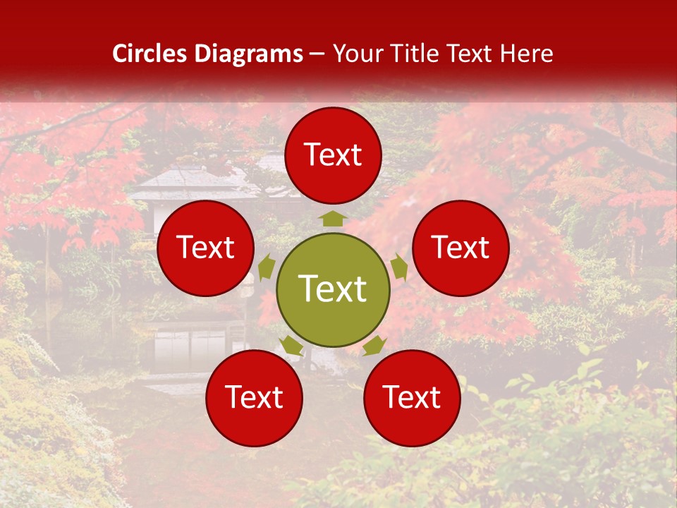 A Pond Surrounded By Trees With A House In The Background PowerPoint Template