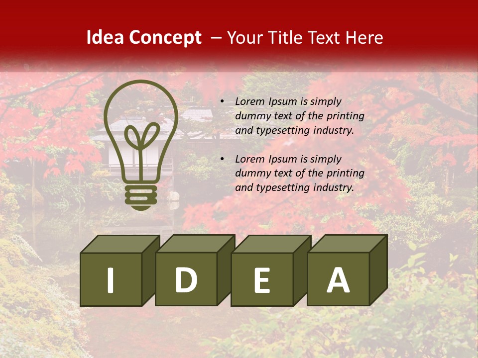 A Pond Surrounded By Trees With A House In The Background PowerPoint Template