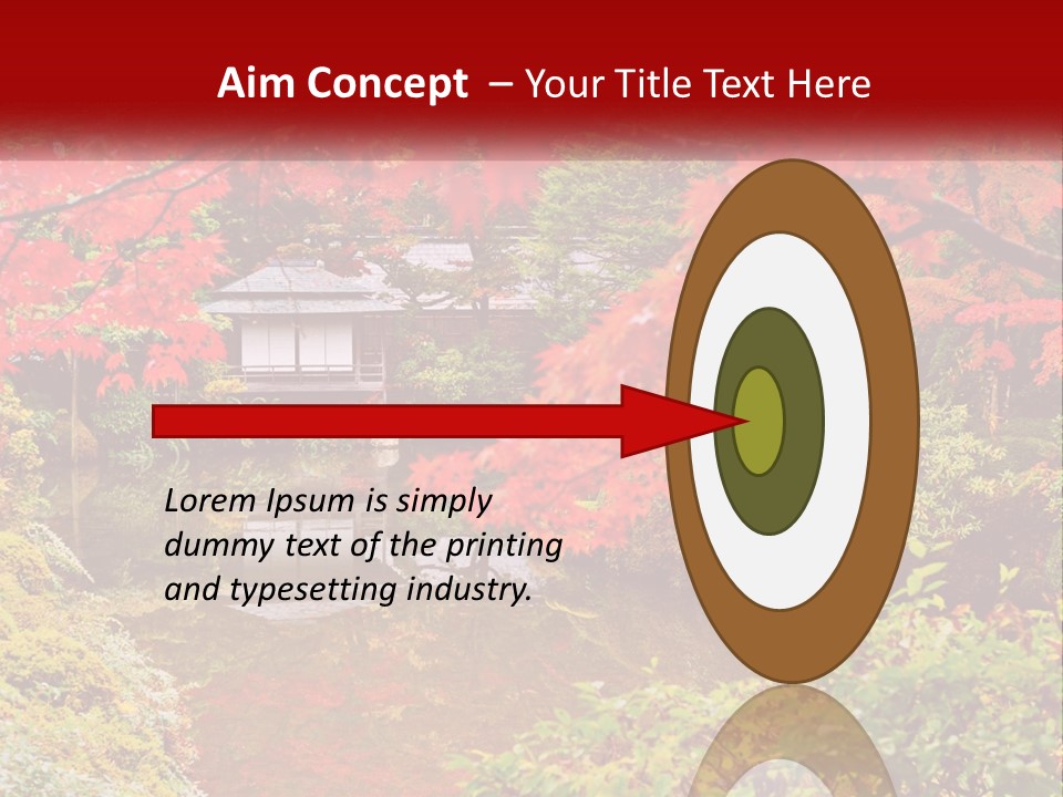 A Pond Surrounded By Trees With A House In The Background PowerPoint Template