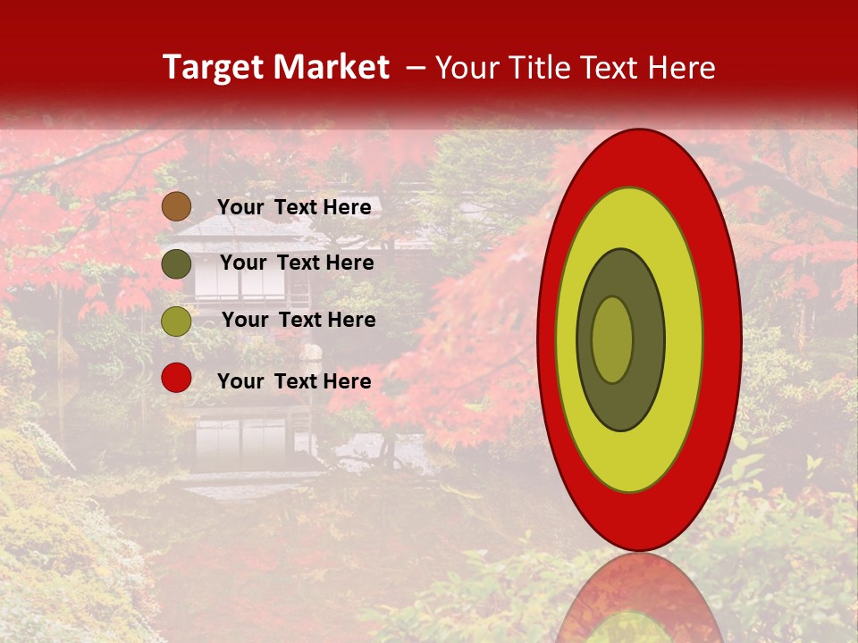 A Pond Surrounded By Trees With A House In The Background PowerPoint Template