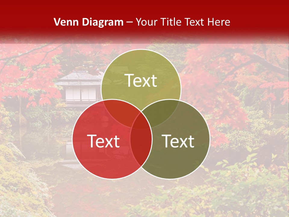 A Pond Surrounded By Trees With A House In The Background PowerPoint Template