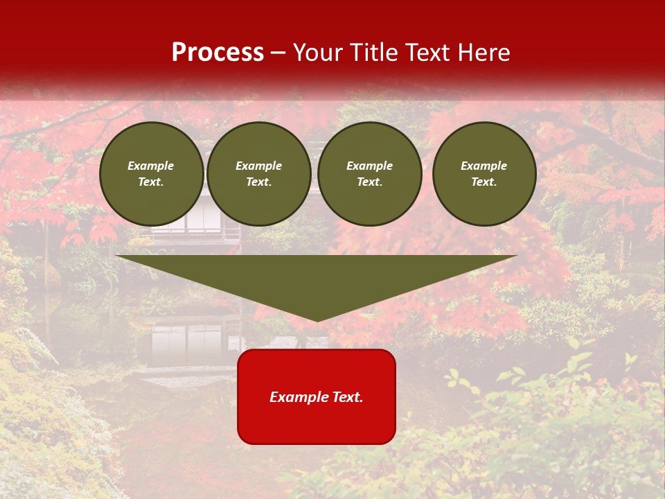 A Pond Surrounded By Trees With A House In The Background PowerPoint Template
