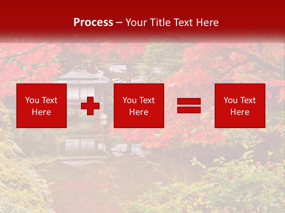 A Pond Surrounded By Trees With A House In The Background PowerPoint Template