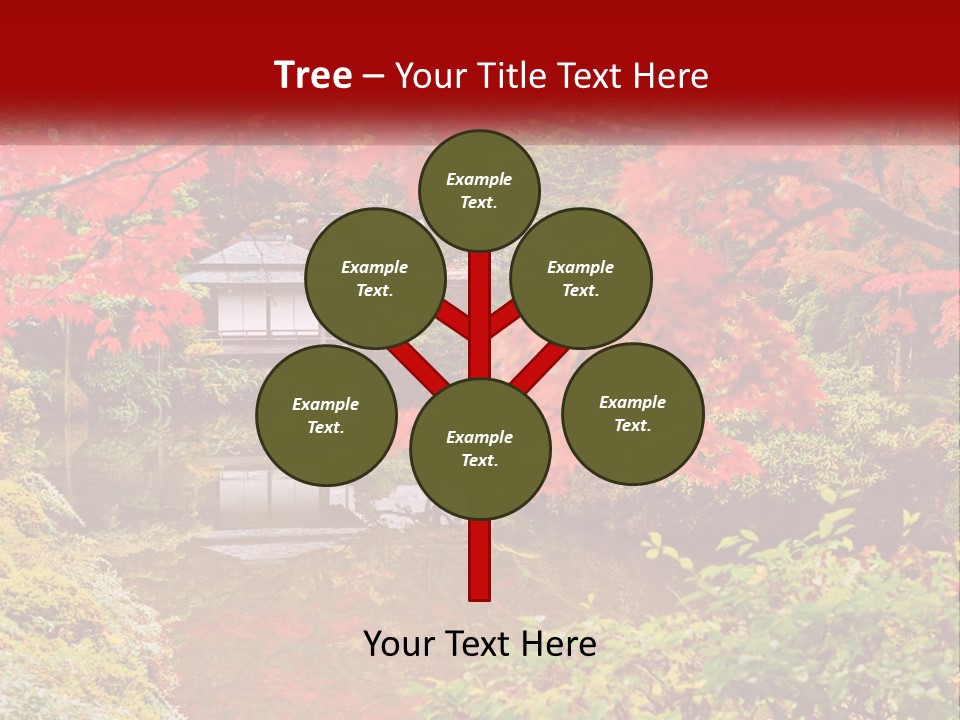 A Pond Surrounded By Trees With A House In The Background PowerPoint Template