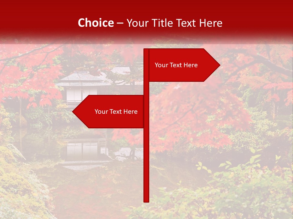 A Pond Surrounded By Trees With A House In The Background PowerPoint Template