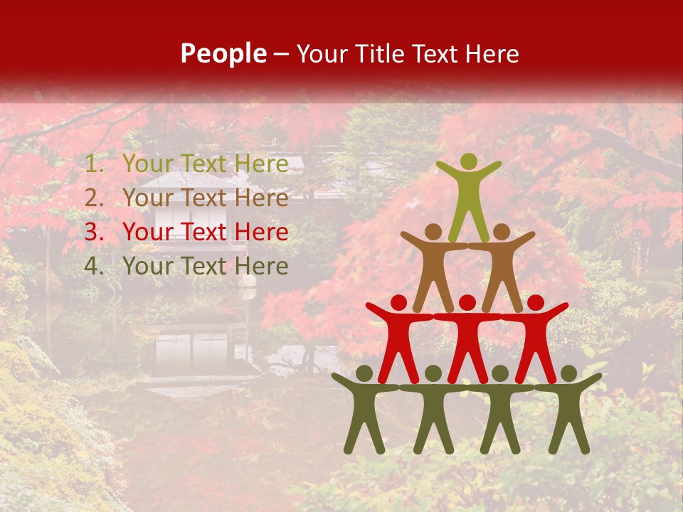 A Pond Surrounded By Trees With A House In The Background PowerPoint Template