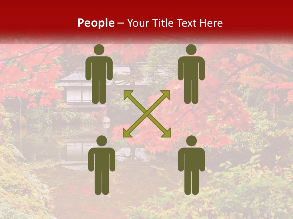 A Pond Surrounded By Trees With A House In The Background PowerPoint Template