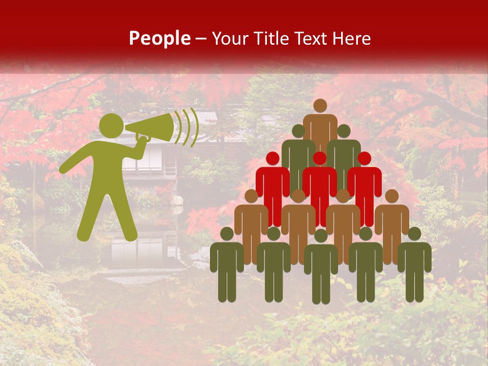 A Pond Surrounded By Trees With A House In The Background PowerPoint Template