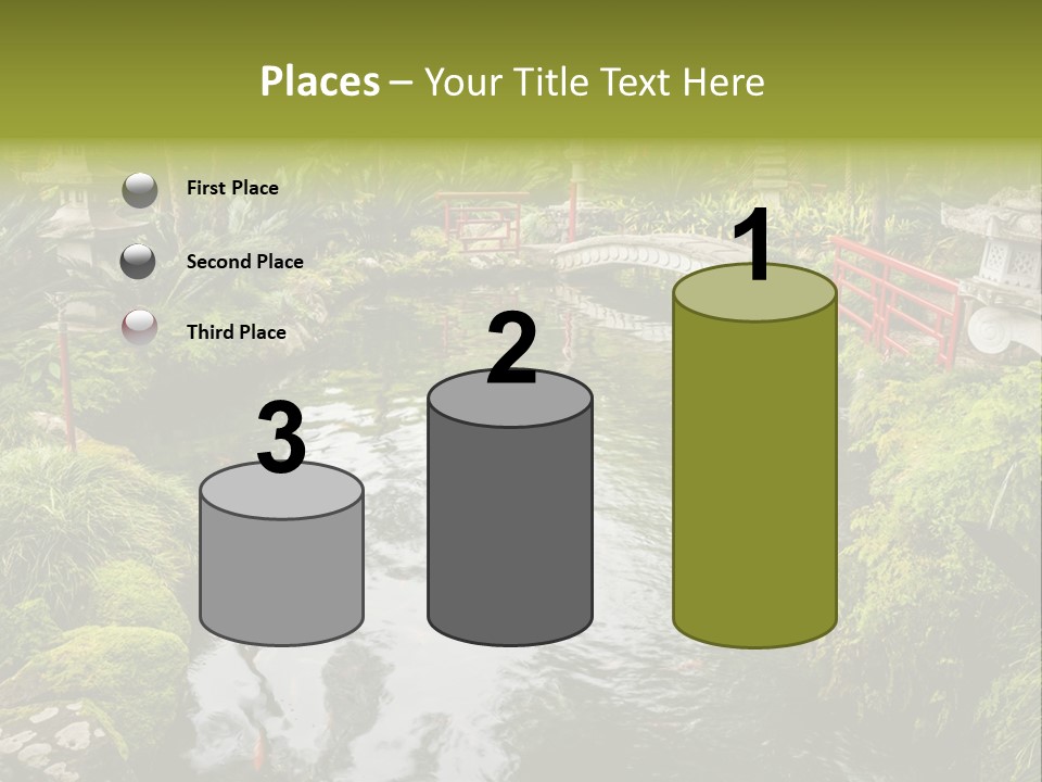 A Pond With A Bridge In The Middle Of It PowerPoint Template