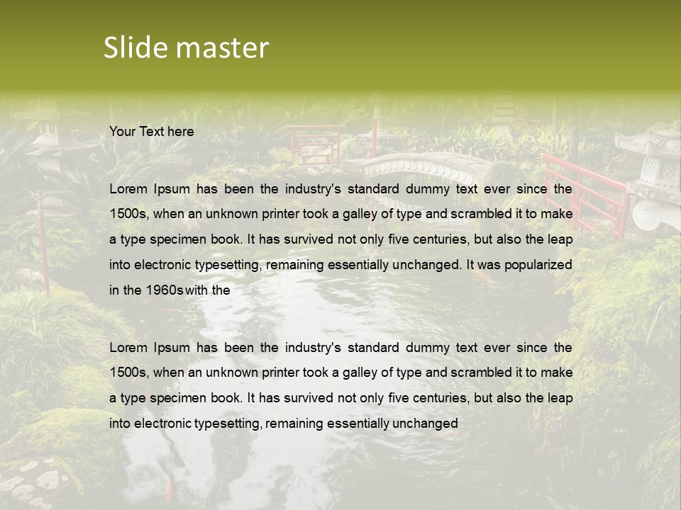 A Pond With A Bridge In The Middle Of It PowerPoint Template
