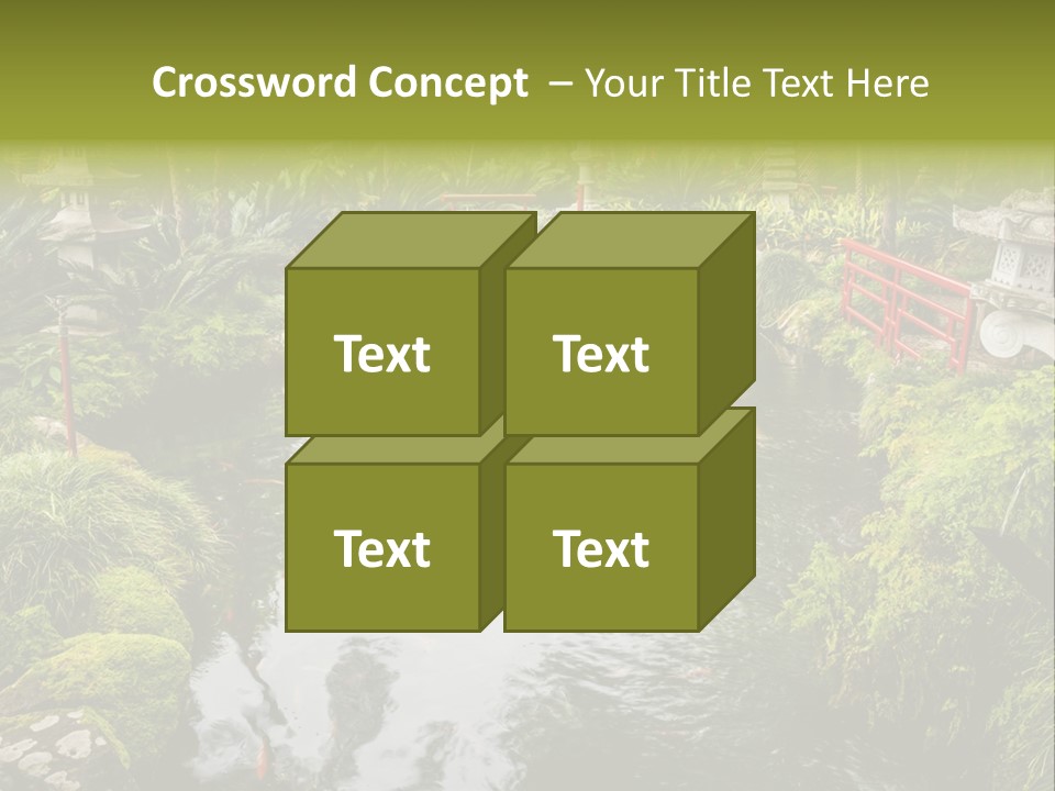 A Pond With A Bridge In The Middle Of It PowerPoint Template