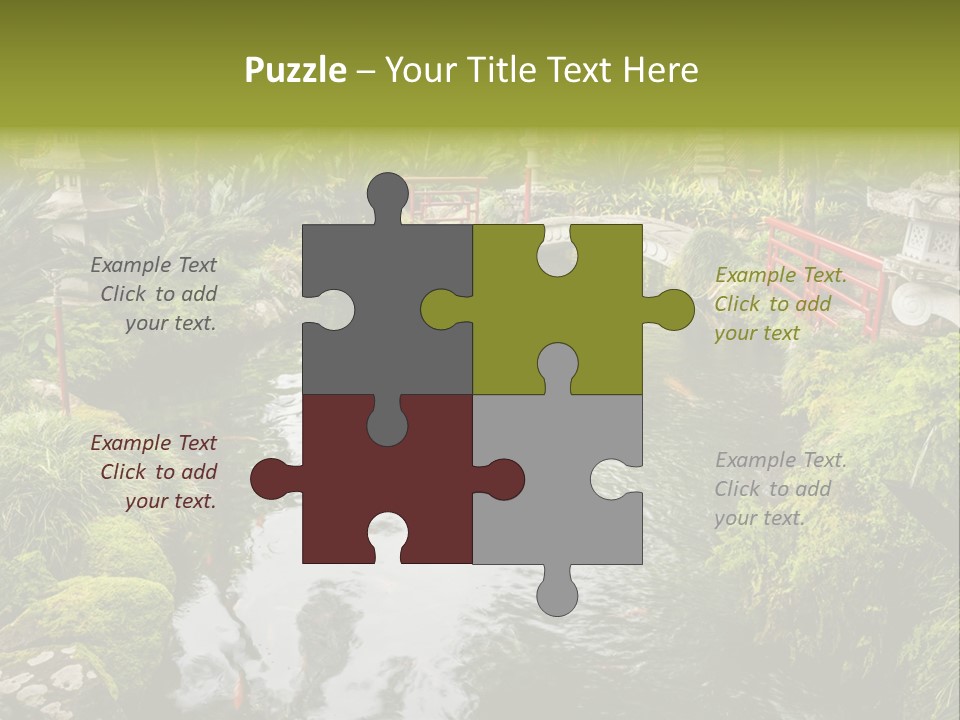 A Pond With A Bridge In The Middle Of It PowerPoint Template